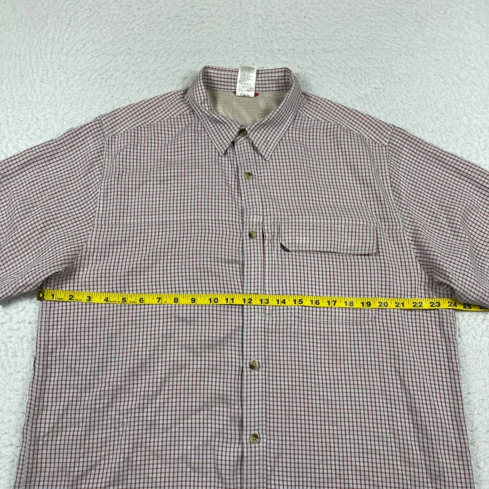 The North Face Button Down Shirt Mens XL Red‎ Gray Check Short Sleeve Outdoor